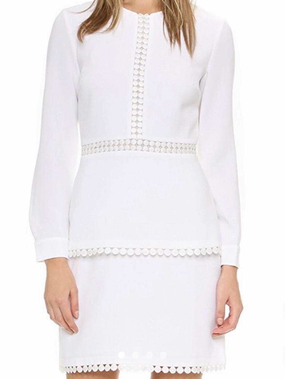 Club Monaco White V-Neck Shift Dress with Trim